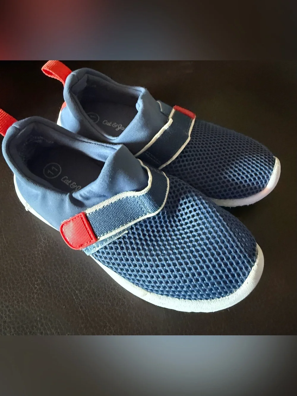 Cat & Jack Navy Mesh Water Shoes with Red Accents